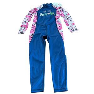 M2C Kids  size M (4) Navy Blue with Tropical Floral Print Full Body swimwear